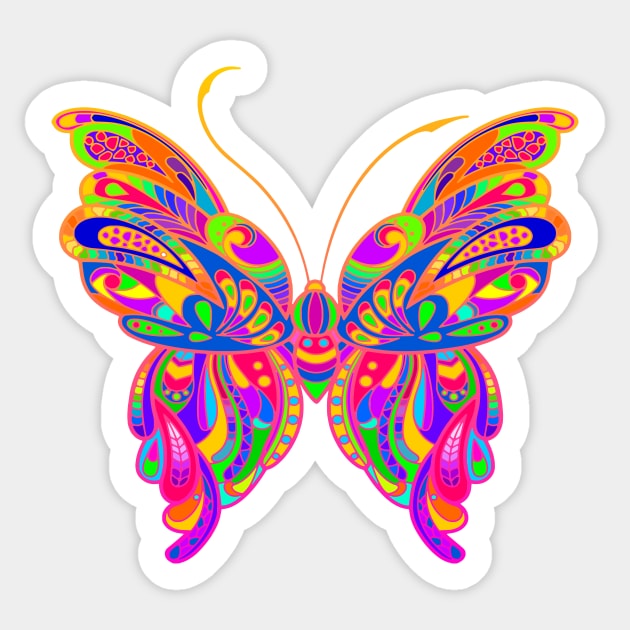 Bright and Colorful Butterfly Sticker by AlondraHanley